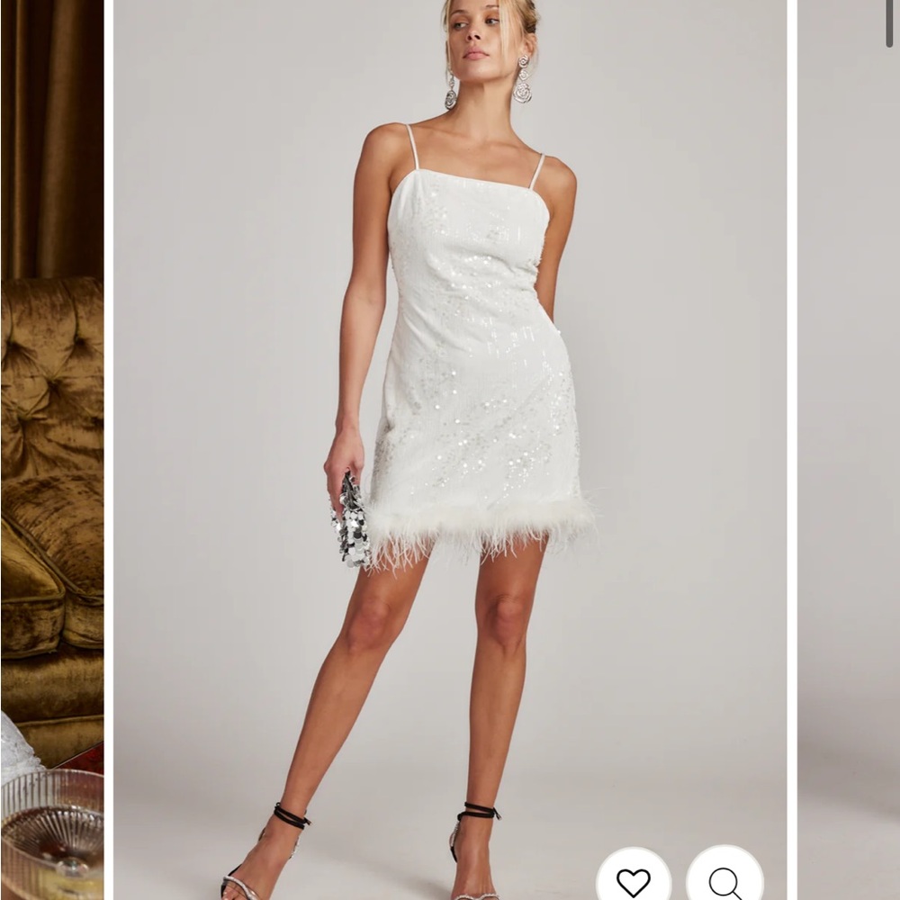 PRISCILLA SEQUIN MINI
DRESS WITH FEATHER TRIM from 12th tribe